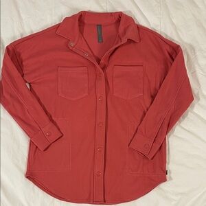 Mondetta Pink Orange Fleece Button-Down Shirt Jacket
